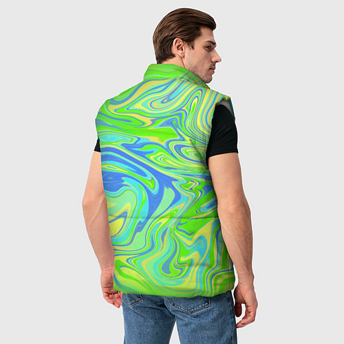 Мужской жилет Неоновая абстракция волны / 3D-Светло-серый – фото 4