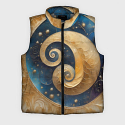 Мужской жилет Синий золотой декоративный орнамент, цвет: 3D-светло-серый
