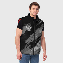 Мужской жилет Герб РФ - монохромный, цвет: 3D-красный — фото 2