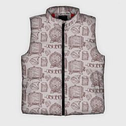 Мужской жилет Паттерн с деревянной кружкой и шашлыком в стиле кр, цвет: 3D-красный