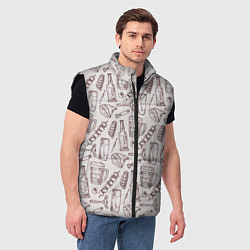Мужской жилет Паттерн с стеклянной кружкой и шашлыком в стиле кр, цвет: 3D-черный — фото 2