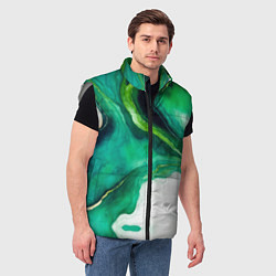 Мужской жилет Жидкий изумруд в стиле арт, цвет: 3D-светло-серый — фото 2