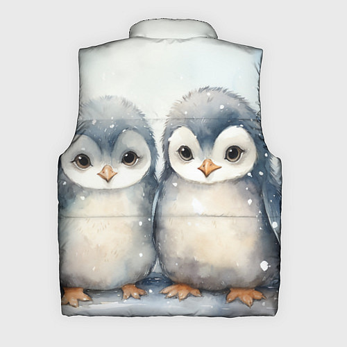 Мужской жилет Милые пингвины акварель / 3D-Черный – фото 2