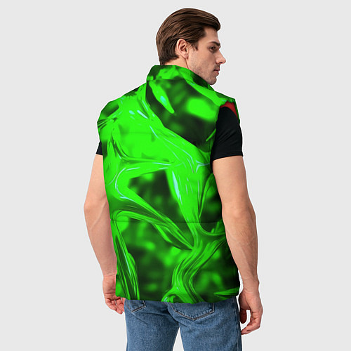 Мужской жилет Зелёная кислотная неоновая коалесценция / 3D-Красный – фото 4
