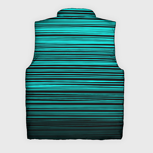 Мужской жилет Яркие неоновые бирюзовые полосы на черном / 3D-Светло-серый – фото 2