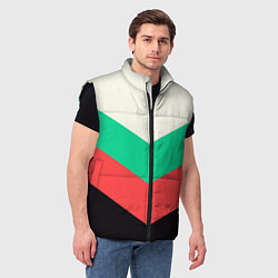 Мужской жилет Ломаные линии красно-зелёный, цвет: 3D-черный — фото 2