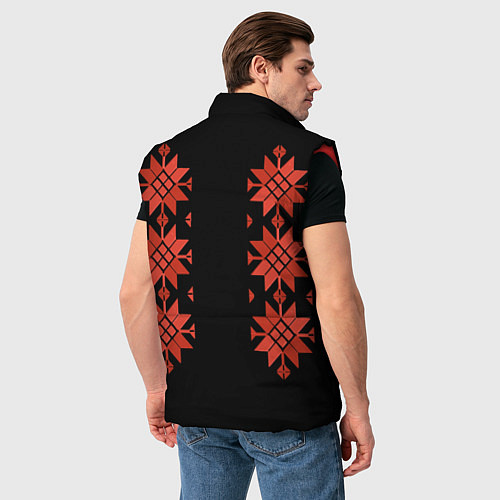 Мужской жилет Удмуртский - вертикаль black 2 / 3D-Красный – фото 4