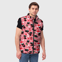 Мужской жилет Новогодние чёрные котики с подарками, цвет: 3D-черный — фото 2