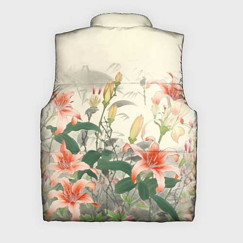Мужской жилет Тигровые лилии - японский стиль / 3D-Черный – фото 2