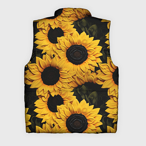 Мужской жилет Подсолнухи объемными мазками от нейросети / 3D-Черный – фото 2