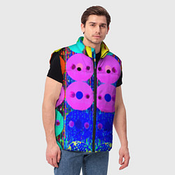Мужской жилет Паттерн из дисков - неон - нейросеть, цвет: 3D-черный — фото 2