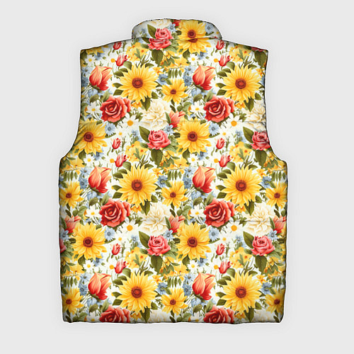 Мужской жилет Паттерн из желтых и красных цветов / 3D-Черный – фото 2