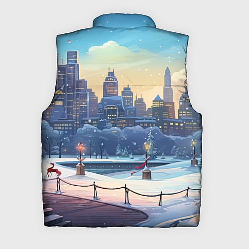 Мужской жилет Зимний большой город / 3D-Светло-серый – фото 2