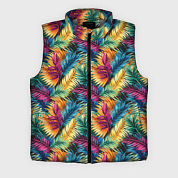 Мужской жилет Разноцветные пальмовые листья паттерн, цвет: 3D-светло-серый