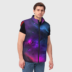 Мужской жилет Бескрайний космос фиолетовый, цвет: 3D-красный — фото 2
