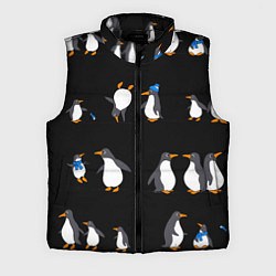Мужской жилет Веселая семья пингвинов, цвет: 3D-черный