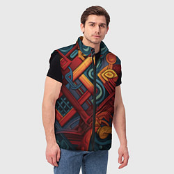 Мужской жилет Абстрактный узор в этническом стиле, цвет: 3D-черный — фото 2