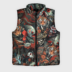 Мужской жилет Татуировка ирезуми в японском стиле, цвет: 3D-черный