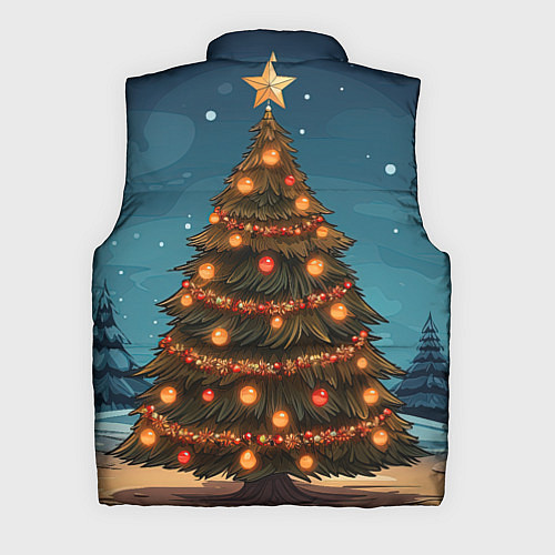 Мужской жилет Новогодняя елка с желтыми шарами / 3D-Светло-серый – фото 2