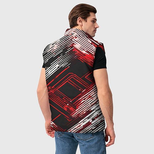 Мужской жилет Киберпанк линии белые и красные / 3D-Красный – фото 4