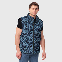 Мужской жилет Размытый пятнистый синий, цвет: 3D-черный — фото 2