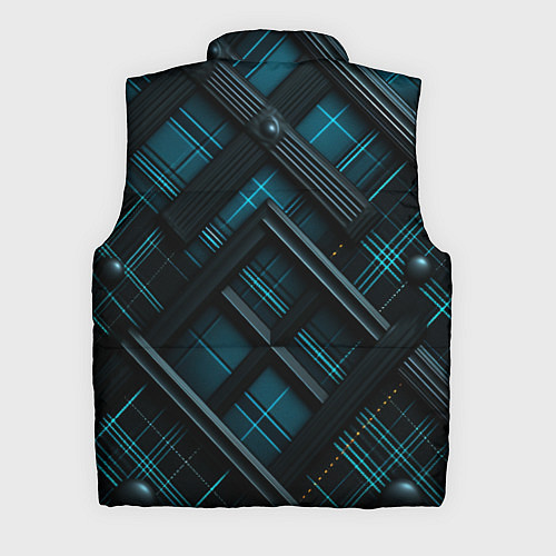 Мужской жилет Тёмно-синяя диагональная клетка в шотландском стил / 3D-Черный – фото 2