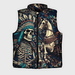 Мужской жилет Татуировка скелета индейца и ковбоя в техасе