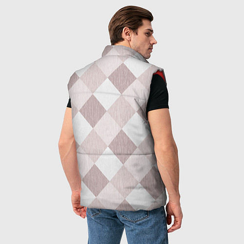 Мужской жилет Геометрический светло коричневый узор квадраты / 3D-Красный – фото 4