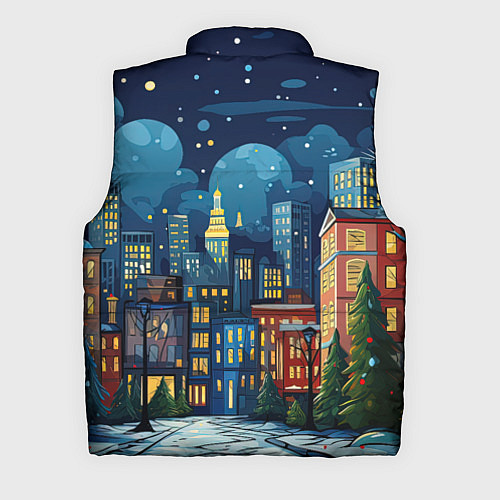 Мужской жилет Ночной город новый год / 3D-Светло-серый – фото 2