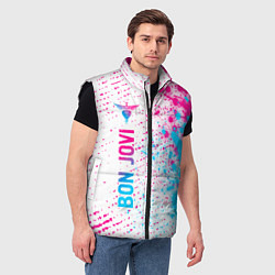 Мужской жилет Bon Jovi neon gradient style по-вертикали, цвет: 3D-черный — фото 2