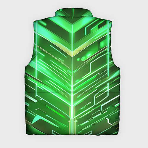 Мужской жилет Зелёные неон полосы киберпанк / 3D-Черный – фото 2