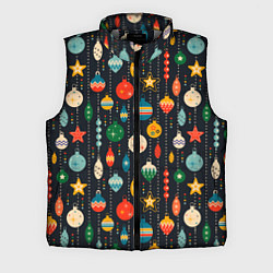 Мужской жилет Новогодние ёлочные игрушки на черном фоне