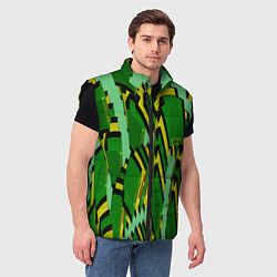 Мужской жилет Зеленая псевдокамуфляжная геометрия, цвет: 3D-черный — фото 2