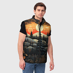 Мужской жилет Зимний лес в ожидании праздника, цвет: 3D-черный — фото 2