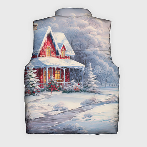 Мужской жилет Новогодний снежный дом / 3D-Светло-серый – фото 2