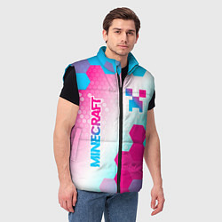 Мужской жилет Minecraft neon gradient style вертикально, цвет: 3D-черный — фото 2