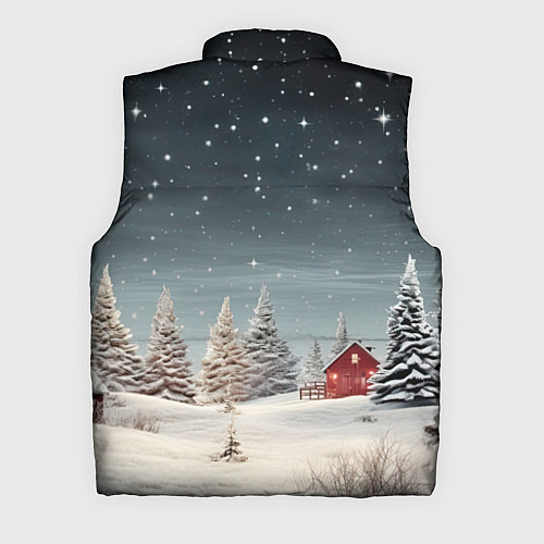 Мужской жилет Зимний пейзаж с елями и снегом / 3D-Светло-серый – фото 2