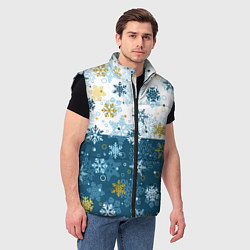Мужской жилет Снежинки новогодние, цвет: 3D-черный — фото 2
