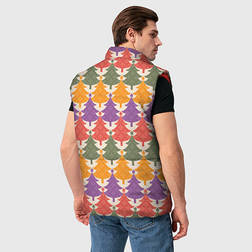 Мужской жилет Новогодние разноцветные ёлочки / 3D-Красный – фото 4