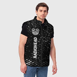 Мужской жилет Radiohead glitch на темном фоне по-вертикали, цвет: 3D-черный — фото 2