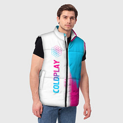 Мужской жилет Coldplay neon gradient style по-вертикали, цвет: 3D-черный — фото 2