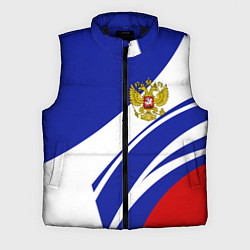 Мужской жилет Герб России на абстрактных полосах