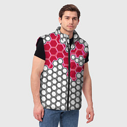 Мужской жилет Красная энерго-броня из шестиугольников, цвет: 3D-черный — фото 2