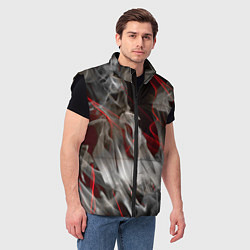 Мужской жилет Дым и красные узоры, цвет: 3D-черный — фото 2