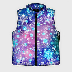 Мужской жилет Снежинки - морозный паттерн, цвет: 3D-черный