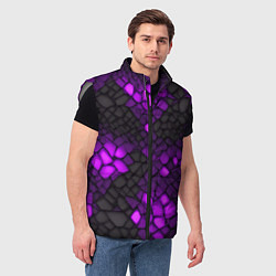 Мужской жилет Фиолетовый трескающийся камень, цвет: 3D-светло-серый — фото 2