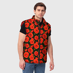 Мужской жилет Полевые цветы маки, цвет: 3D-красный — фото 2