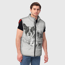 Мужской жилет Французские бульдоги пара текстура стены, цвет: 3D-красный — фото 2