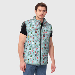 Мужской жилет Новогодние акварельные гномы, цвет: 3D-светло-серый — фото 2