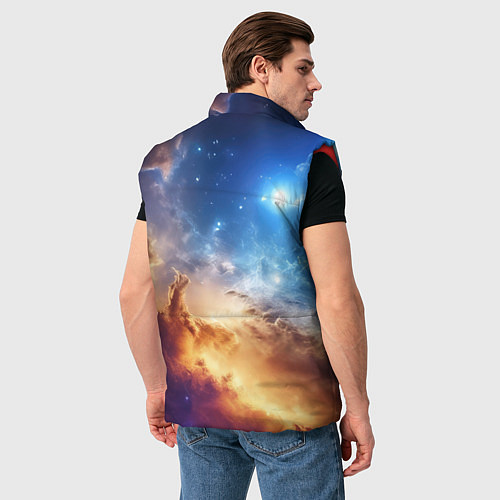 Мужской жилет Оранжевая небула космос / 3D-Красный – фото 4
